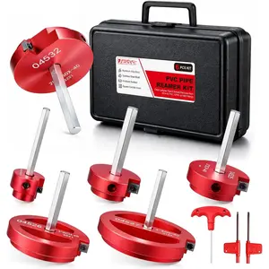 6 count PVC Pipe Reamer Kit, Durable  PVC Fitting Saver for Sch.40 CPVC, ABS, Lightweight Socket Hub Saver Includes 3/4", 1", 1-1/2", 2", 3", 4", Plumbing Tool Fits Standard 1/2" Drill