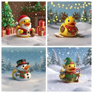 Christmas Duck Resin Craft Decor, Resin Ornament, Home Desktop Yard Decoration, Holiday Atmosphere Gift, Cute Creative Small Item