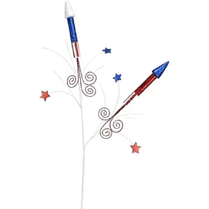 32" Glitter Styro Firecracker Spray – Red/White/Blue