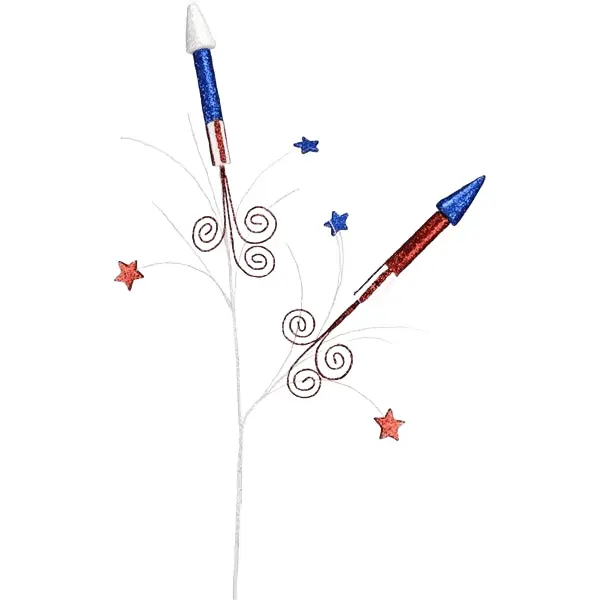 32" Glitter Styro Firecracker Spray – Red/White/Blue