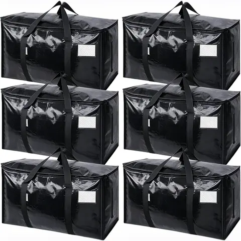 Large Heavy Duty Totes, Visible Labels & Wrap-Around Handles, Travel Organizer Bag, Bedding Organizer Storage, Durable Lightweight Organiser, Space-Saving Storage Organization (Back to School Moving Box Alternative)