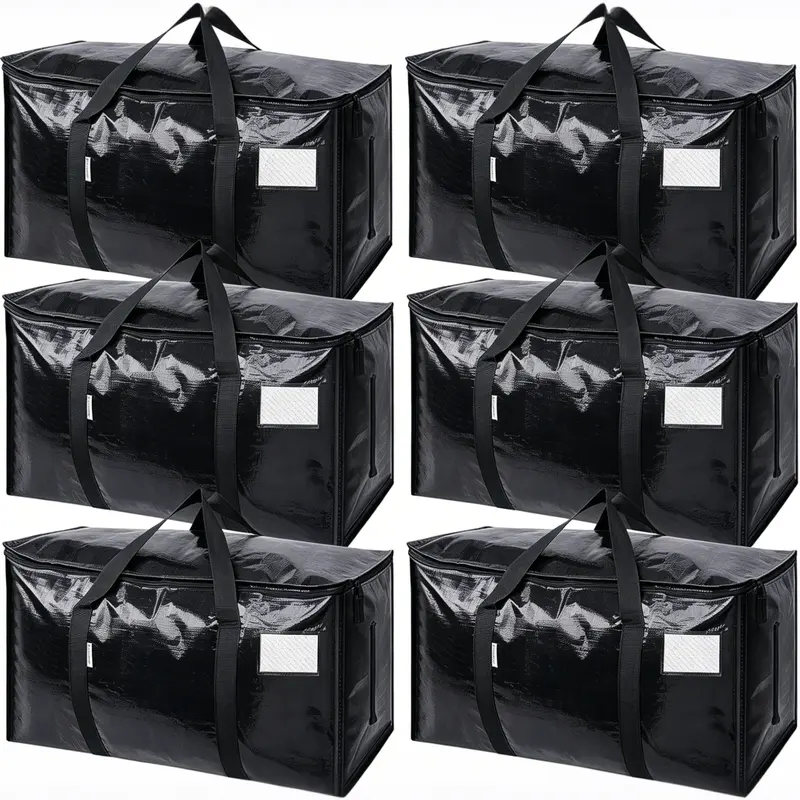 Large Heavy Duty Totes, Visible Labels & Wrap-Around Handles, Travel Organizer Bag, Bedding Organizer Storage, Durable Lightweight Organiser, Space-Saving Storage Organization (Back to School Moving Box Alternative)