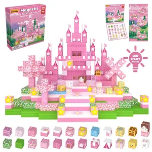 100PCS Light Magnetic Building Blocks Princess Castle World Creative Building Blocks Set Preschool Sensory Toys Birthday Gift