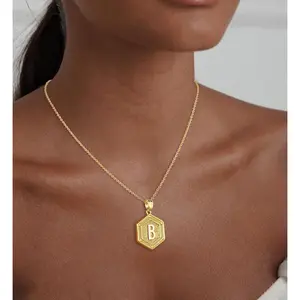 Gold Initial Necklaces for Women Dainty Pendant Letter Necklace for Women 14K Gold Plated Mininalist Jewelry Customized Gifts Non Tarnish