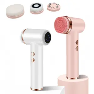 4 in 1 Electric Facial Cleansing Brush, 1 Set Electric Facial Brush with 4 Replaceable Brush Heads, Facial Skin Care Tool for Women & Men