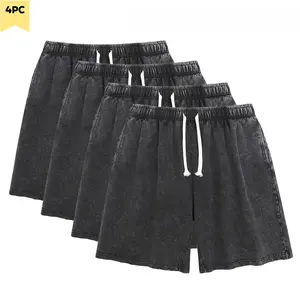 4 Pack Mens Sweat Shorts Athletic Acid Washed Cotton Gym Short Elastic Waist Drawstring Workout Jogger Pants with Pockets tiktokshopspringglowup Cozy Material