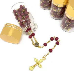 Our Lady of Guadalupe Matte Rosary In Glass Bottle with Silver/Gold Lid