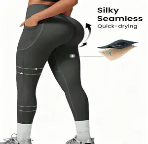 Women's Seamless Knit High‑Elastic Leggings, Butt‑Lifting Sculpting Design with Side Pockets, Tummy Control Workout Pants for Gym Yoga & Daily Wear leggings flare leggings leggings women