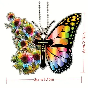 Butterfly Shaped Car Hanging Decoration, Car Ornament, Acrylic Rearview Mirror Pendant, Hanging Decor For Car Mirror Home Window