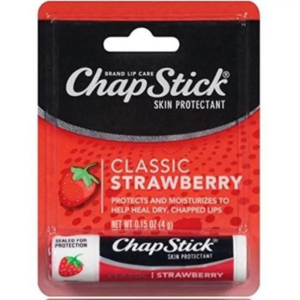 ChapStick Classic Strawberry Skin Protectant Lip Balm - 12 Pack (0.15 oz Sticks), Daily Use Moisturizer for Adults with Chapped Lips, Refreshing Taste