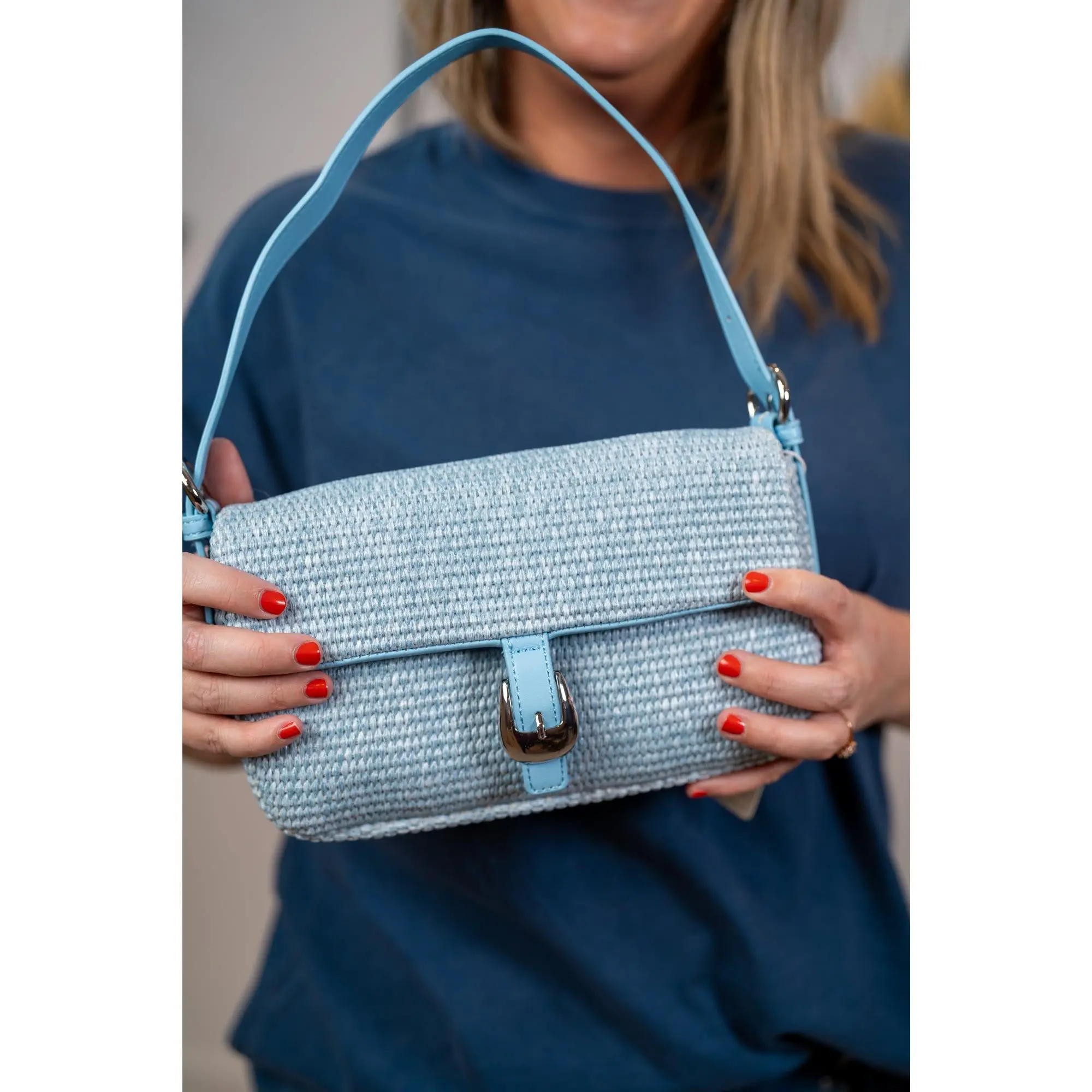 Gloria Straw Baguette Crossbody Bag Urban Expressions