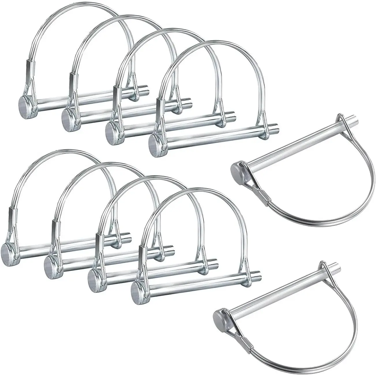 10 Pack 1/4x4 Inch Trailer Coupler Pin Set, Heavy Duty Locking Pin Secure Towing Pin Coupler Safety Pin Hitch Pin Wire Lock Pin for  Lawn & Garden Equipment Farm Wagons ()