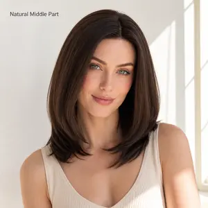 MAISHANG 20-inch lace front wig, seamless and freely separable short straight hair, full head set, realistic hair seams, natural and comfortable, fluffy and breathable for daily wear, non-sticky front wig, non-sticky artificial wig, straight hair wig 2026