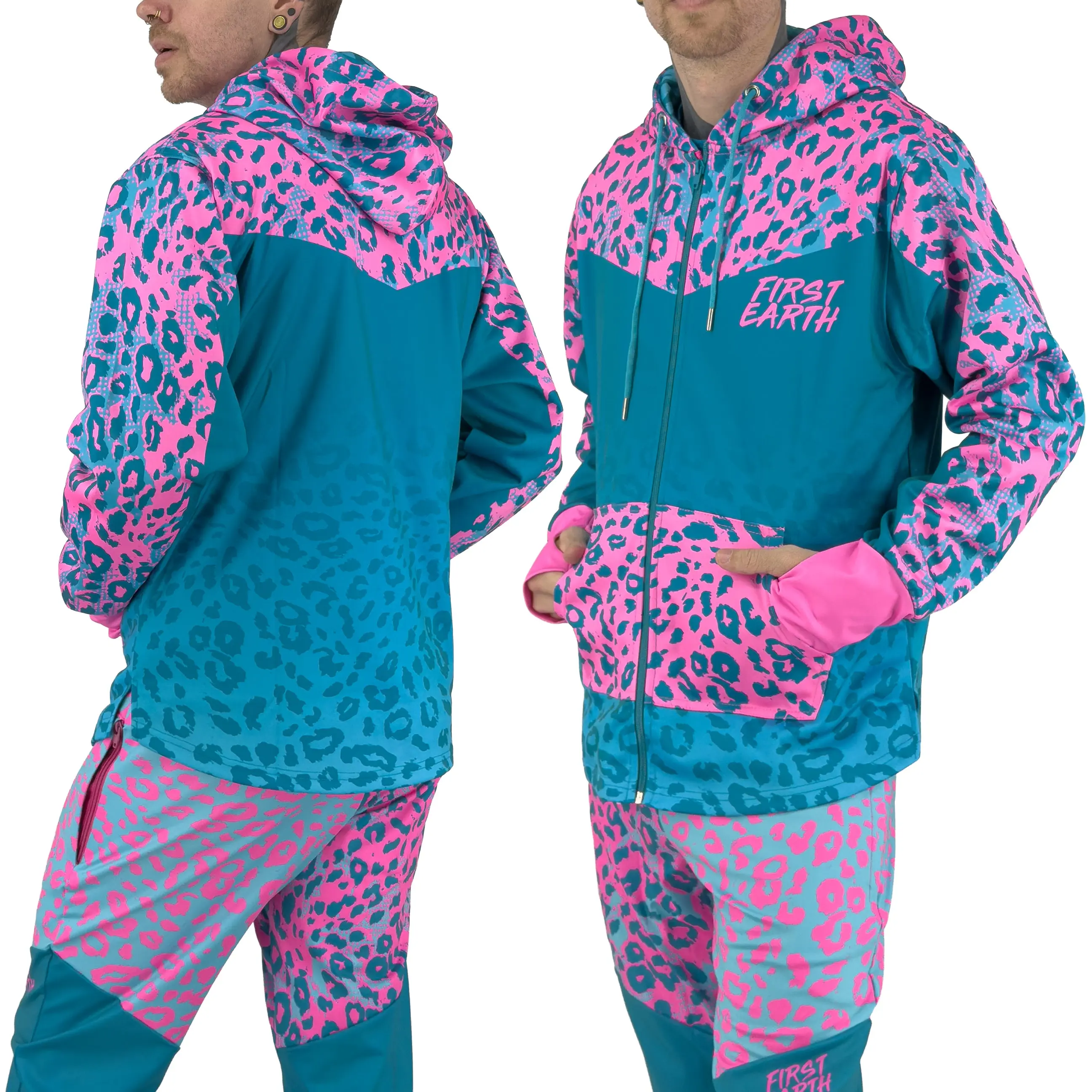 Neon Cheetah - UV - Zip Up Hoodie