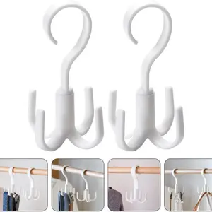 2-Pack Multifunctional Rotating Four-Claw Hooks, Wardrobe Bag, Tie, and Belt Storage Rack, Suitable for Wardrobe Storage and Saves Space