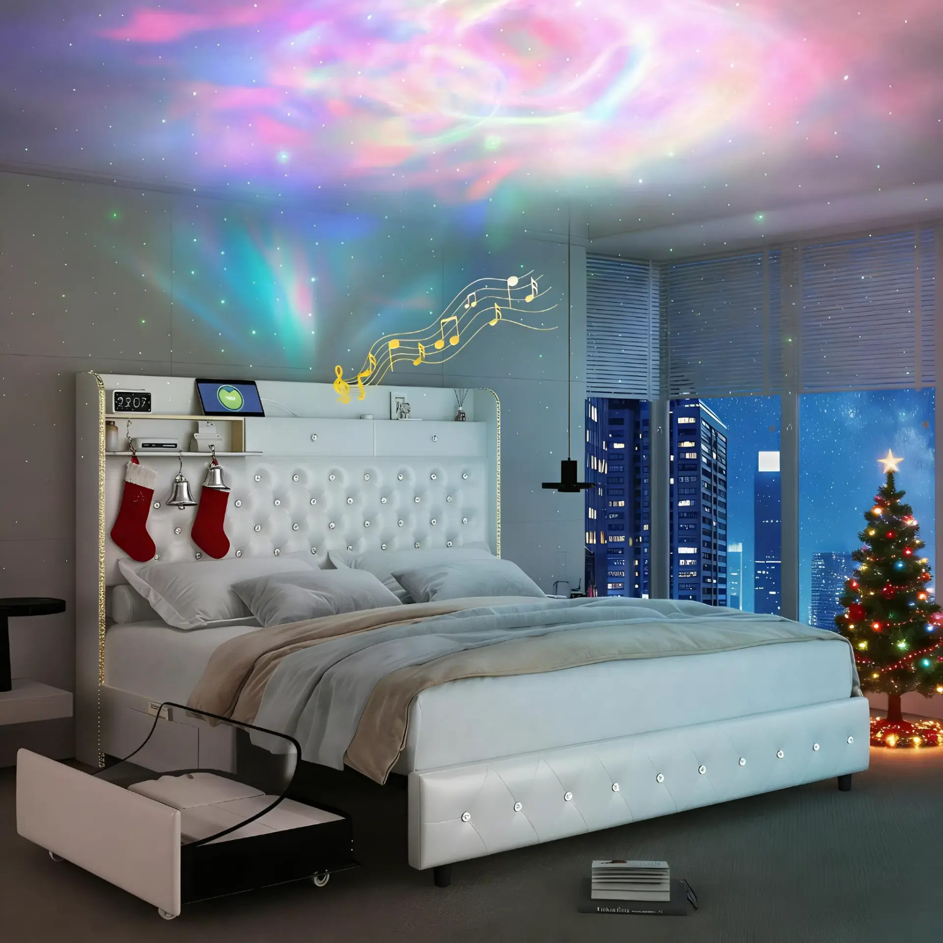 PU White (with 2 Drawers)