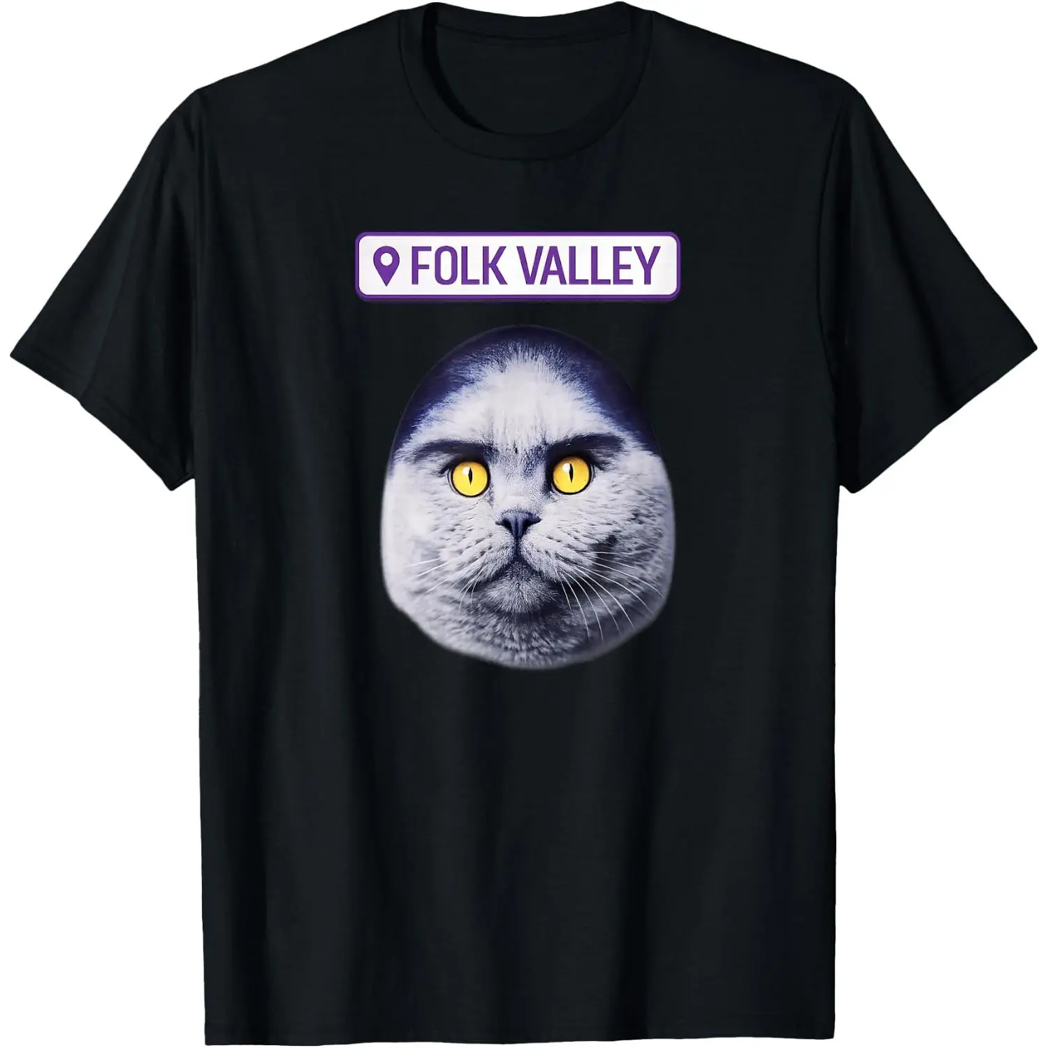 100% Cotton Folk Valley Cat Meme T-Shirt