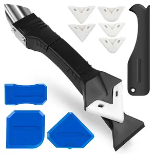 3-in-1 Silicone Caulking Tool Kit, Caulk Remover & Sealant Finishing Tool with Stainless Steel Head and Angle Scrapers, Easy Smooth Lines for Kitchen, Bathroom, Sink & Window, Perfect for DIY & Home Repair