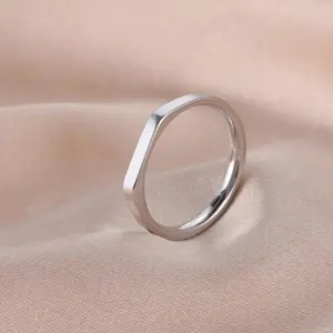 Skyrim Minimalist Signet Rings Women Men Stainless Steel Wide Rectangle Geometric Rings Fashion Wedding Jewelry Gift