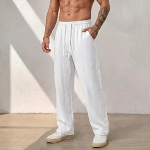Men’s casual pants — new for summer; breathable, comfortable, loose wide-leg straight-cut long pants with a nice drape; versatile for everyday wear.