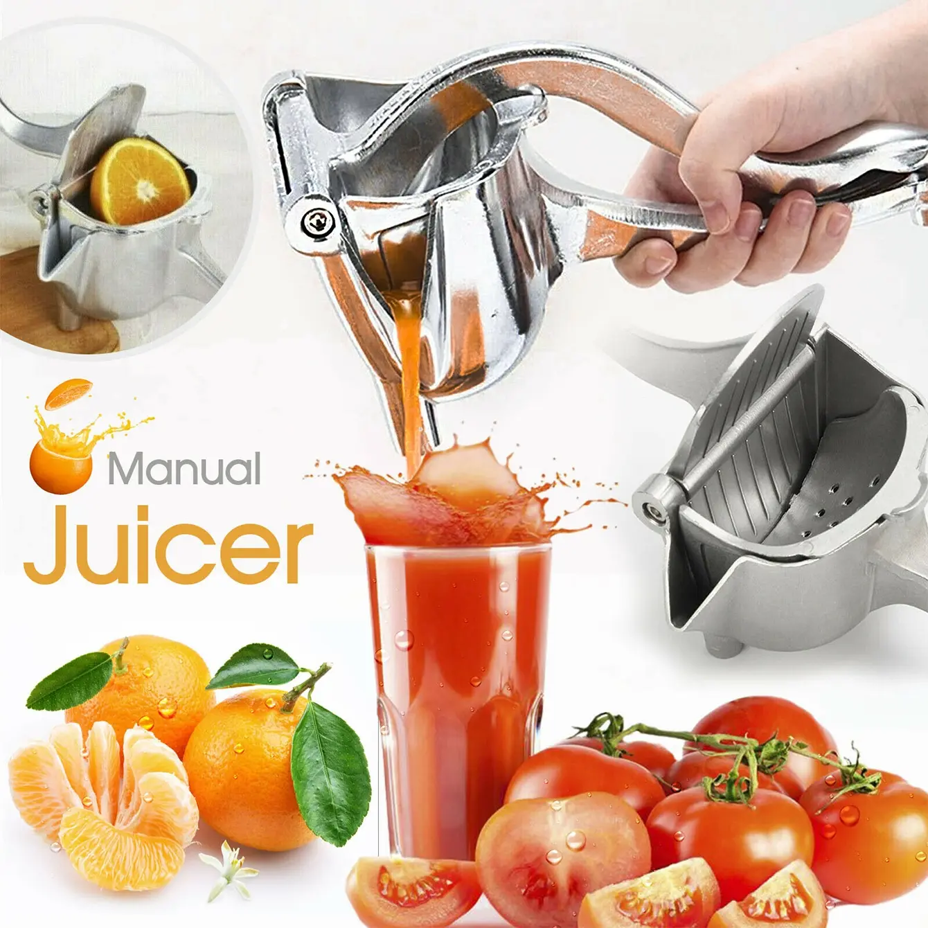 Manual Citrus Juicer for Oranges & Lemons, Handheld Fruit Squeezer for Healthy Drinks, Ideal for Parties, Home, Kitchen, Bar Use, Fruit Vegetable Juicer, Utensils, Kitchenware