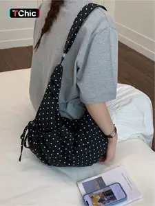 Large capacity casual versatile shoulder bag with polka dot drawstring design, niche and simple crossbody bag, stylish and high-end feel, underarm bag for daily work, outdoor commuting bag, Sling Bag