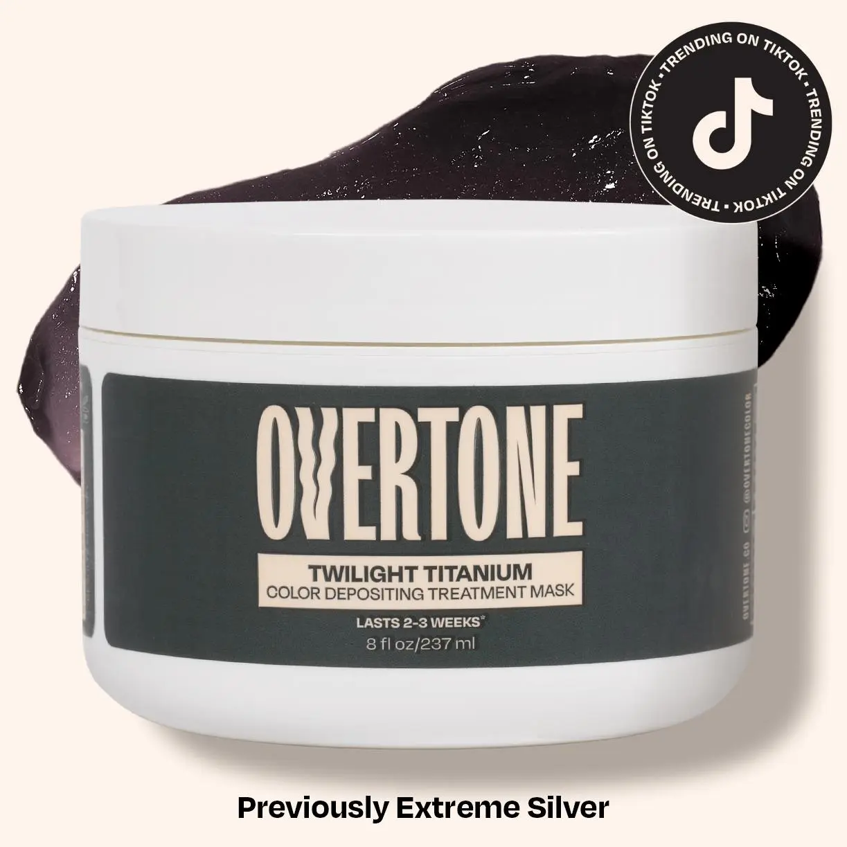 OVERTONE Twilight Titanium Color Depositing Treatment Mask - Haircare Silver Toning for Brassy Hair, Hydrating Jojoba & Argan Formula, Anti Yellow Coconut Formaldehyde-Free Conditioner