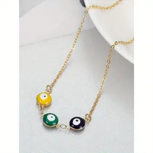 Ladies' Mysterious Eyeball Stainless Steel Pendant Collarbone Chain Jewelry Necklaces, Retro Luxury Unique Fashion Accessory, Creative Gift for Girlfriend