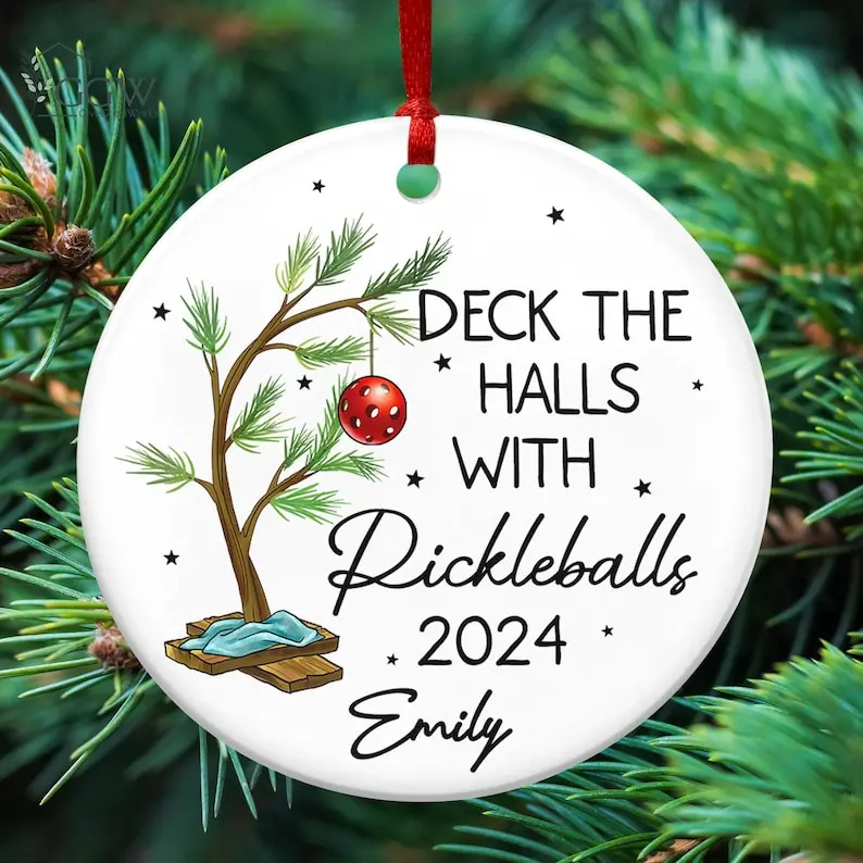Personalized Pickleball Ceramic Ornament, Deck the Halls with Pickleballs, Player Gifts, Pickleball Gifts, Pickleball Lover, Pickleball Gift