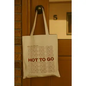 Hot To Go Cotton Canvas Tote Bag - Iconic Chappell Roan Inspired Diner Style, Vinyls & Veggies, Bimbo Brilliance, Pop Star Energy, Main Character