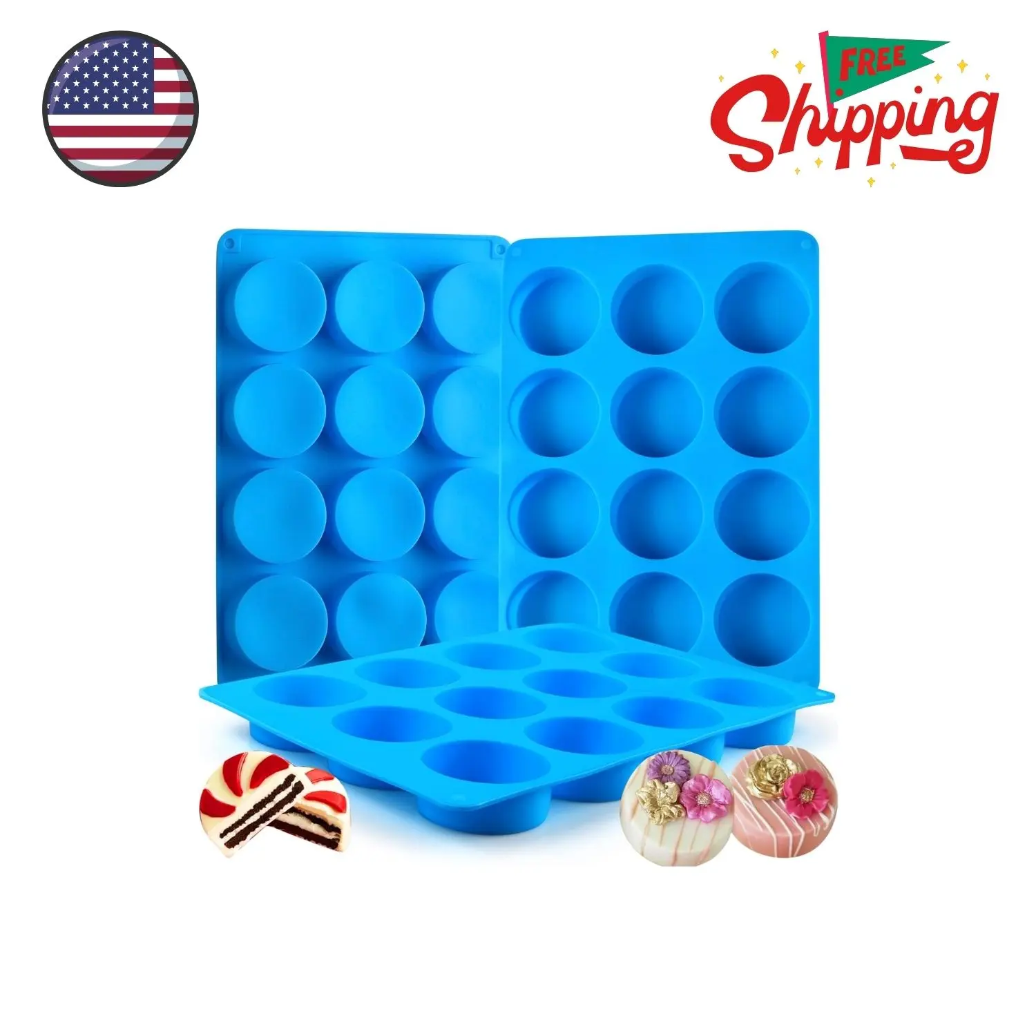 3Pcs Oreo Cookie Chocolate Silicone Mold, 12-Cavity Round Cylinder Oreo Chocolate Cover Molds