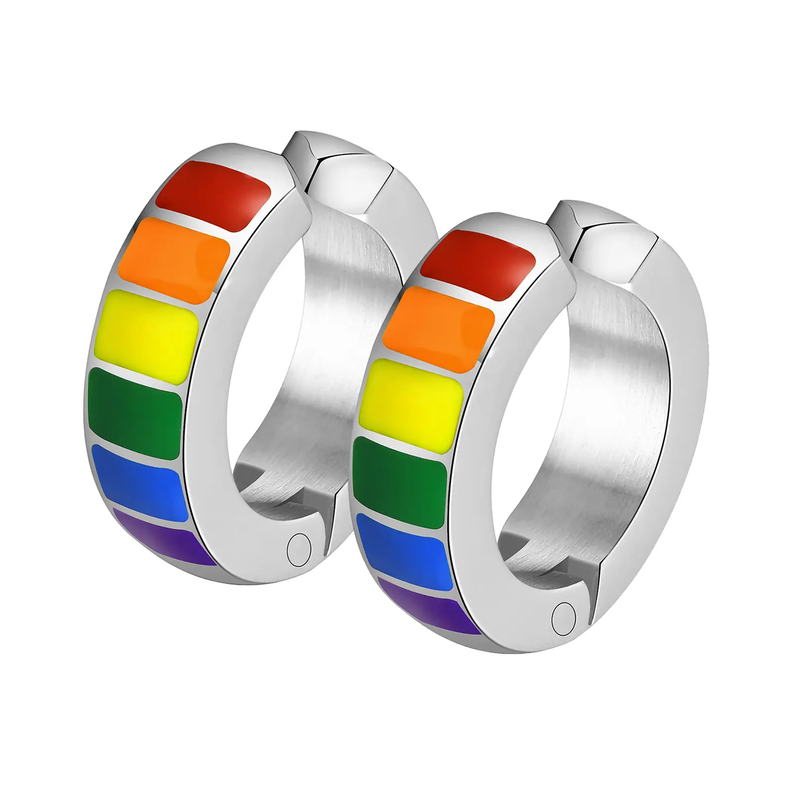 OIDEA Men's Rainbow Pride Stud Earrings, Hypoallergenic Stainless Steel Fashion Ear Jewelry for Daily Wear, 0.5 in High, Stud Embellished, 0.5" Height, Earrings For Decorative, Daily Wear Earrings