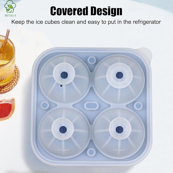 Ice hockey and whiskey ice cube maker Golf ice maker Interstellar-grade silicone ice cube maker with lid and funnel, suitable for chilling cocktails, whiskey, wine, coffee, and juice drinks cube mold