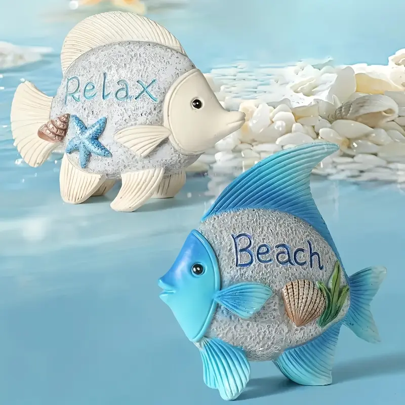 Charming Beach Fish Figurine - Resin Ocean Park & Beach Relaxation Decor, Versatile for Any Room Ornaments