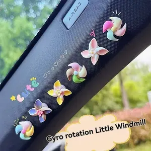 Creative Car Interior Decor, Cute Windmill Ornament, No Damage Installation, Stable Placement on Center Console, Universal Car Accessory