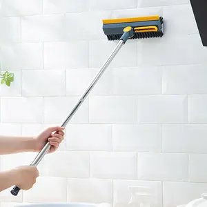 Three-In-One Bathroom Floor Brush Set, Multi-Functional Hard Bristle Toilet Cleaner, Long Handle Tile & Flooring Cleaning Tool