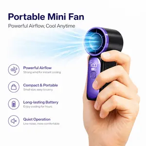 Portable Handheld Fan with 16900 RPM Turbo Airflow, 6-Speed Personal Cooling Fan with Digital Display, USB Powered Compact Fan with Lanyard for Travel, Outdoor, Makeup, and Daily Use mini hand powerful