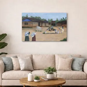Art Print | Painting | Canvas on Wall | Bhutanese Refugee camp Painting | 24 inches X 33 inches