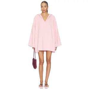 Hunza G Sunny Towelling Hooded Poncho in Pink