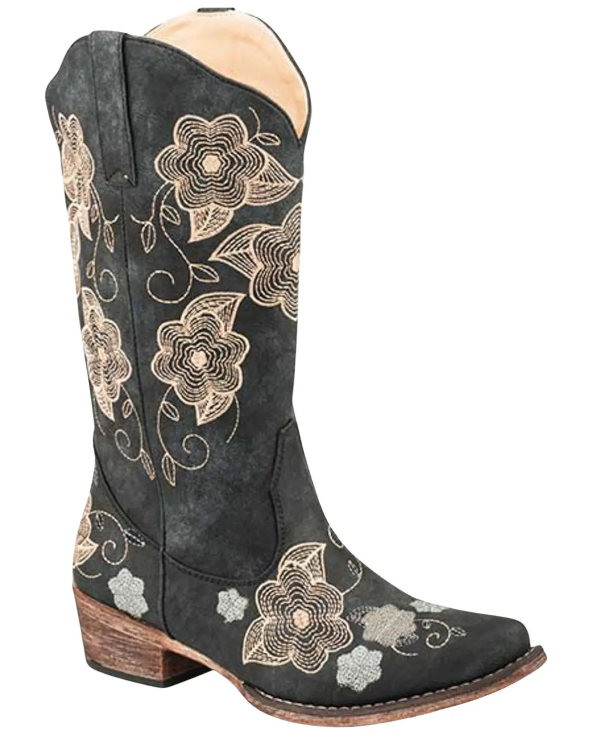 Women's Women'S Riley Flowers Western Boot Snip Toe - 09-021-1566-2501 Bl