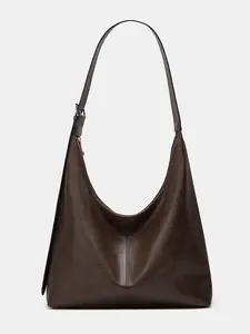 Women's Solid Color PU Leather Shoulder Bag, Simple Large-Capacity Crossbody Bag, Trendy High-quality Daily Commuting Bag, Girl Fashionable Shopping Bag