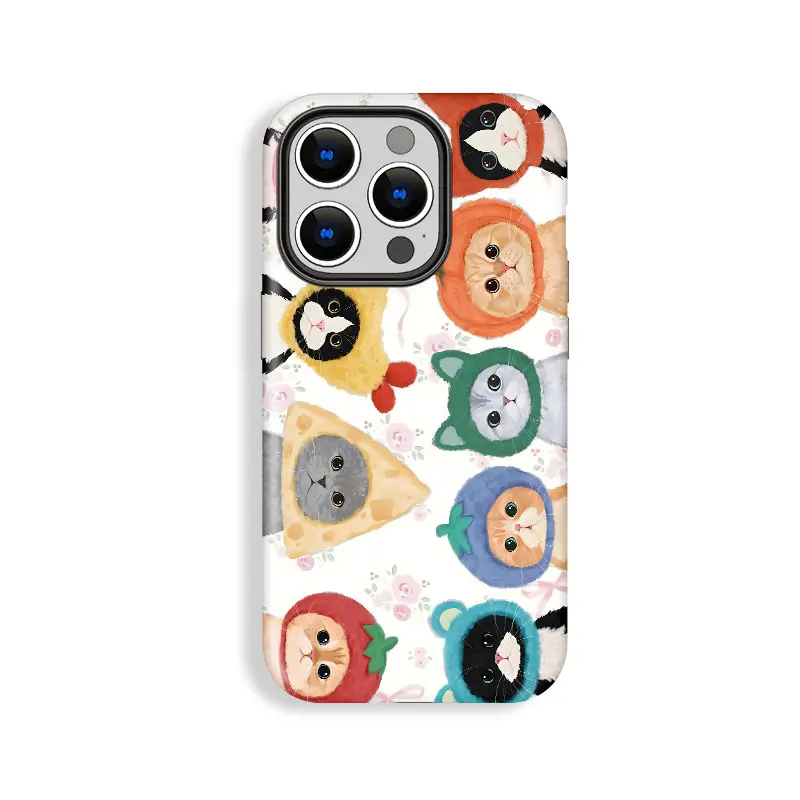 Cute Cat Pattern Shockproof Protective Cellphone Casing - iPhone 17 Pro Max,16 Pro,15,14,13,12 Protector, Shockproof Protective Cover, Ideal Gift for Girls, Iphone 15