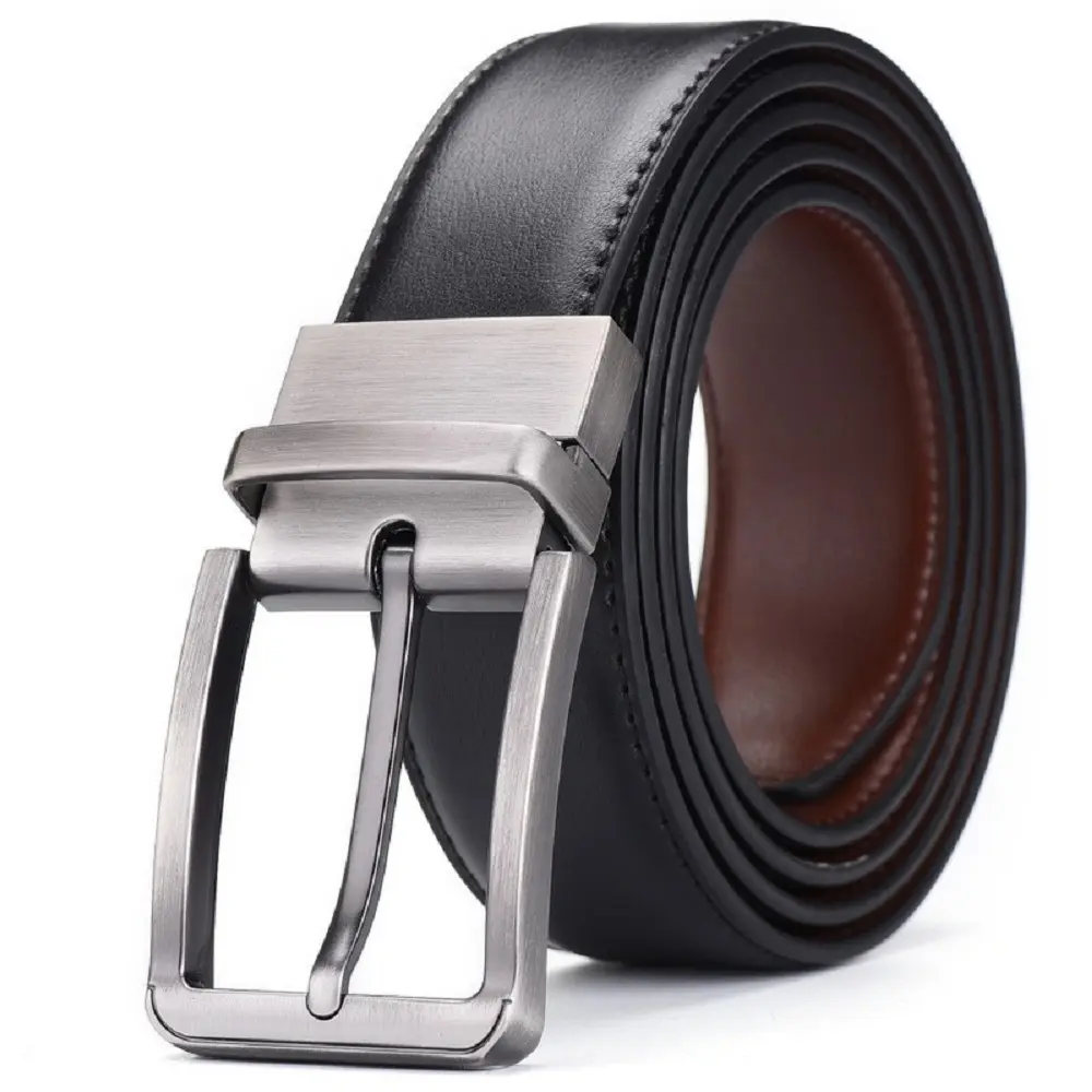 Men's Leather Dress Belt , Handmade, Reversible Belt Adjustable For Gift Men 1.25”-Cut For Fit-2 Sides in 1 Belt, Fashion & Classic Designs for Work Business and Casual