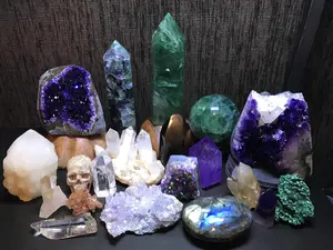 Crystal Intuitive Bundle - Natural Stone Decorations for Home or Office, Variety of Shapes: Towers, Spheres, and Flames