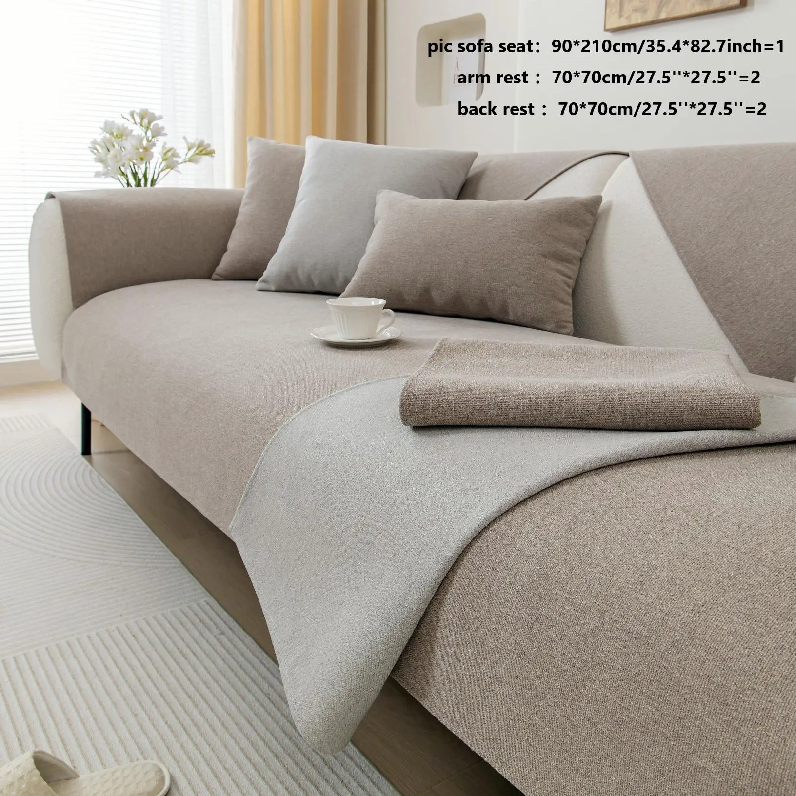 Solid Color Sofa Cover, 1 Count Non-slip Anti-scratch Pet Friendly Sofa Protector, Sofa Protector for Home Living Room Bedroom Office Dormitory Hotel