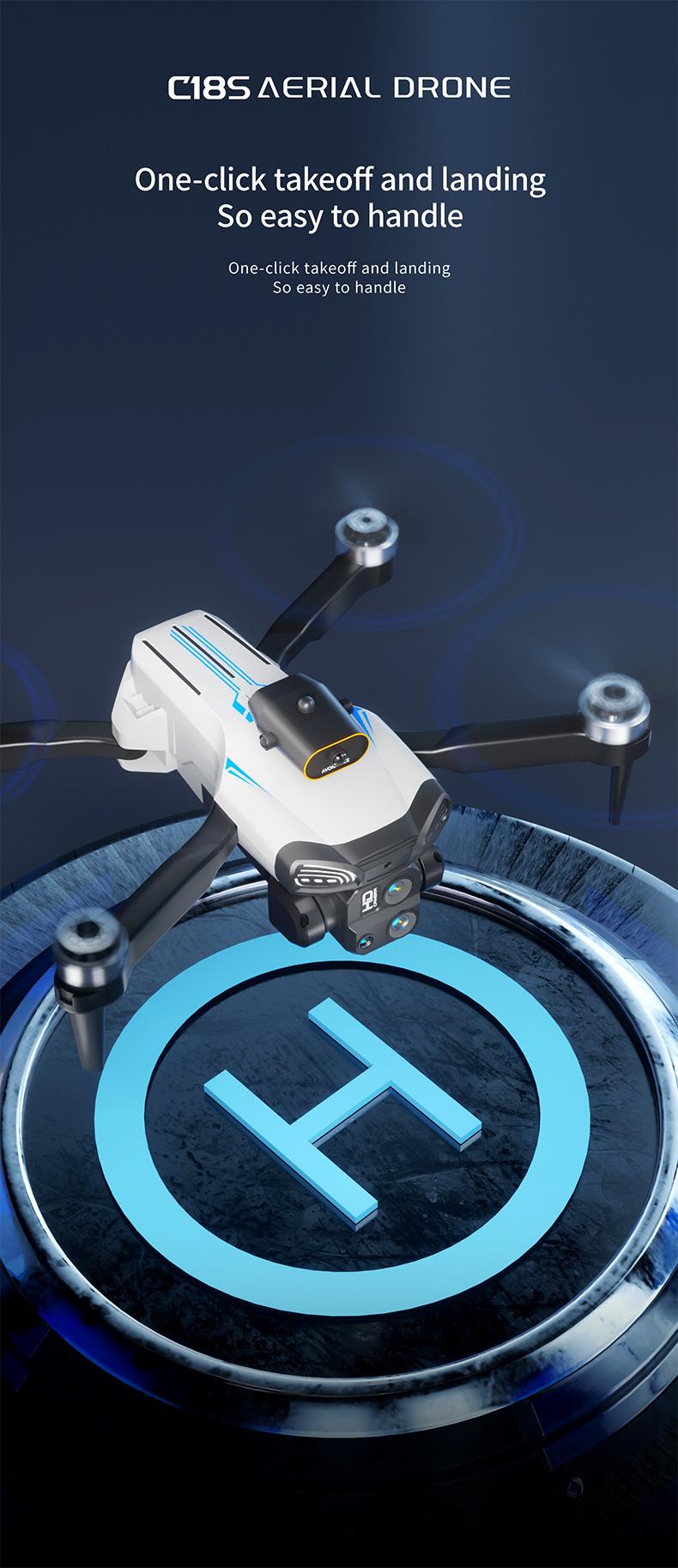 Aerial Drone C18s Pro 2026 - GPS Positioning, 4K UHD EISCamera, 5G WiFi FPV, Brushless Motors, Optical Flow Hover,Intelligent Obstacle Avoidance, Auto Return, 360° Stunt Roll,Two Batteries