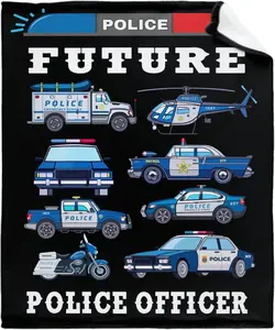 Police Car Blanket for Boys Girls Teens Soft Fleece Police Blanket for Police Officer Cartoon Police Car Throw Blanket for Couch Bed Sofa Decor Birthday Police Gifts 40"x50"-S