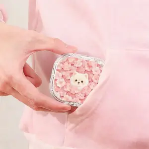 Pink Floral Pomeranian Printed Retainer Box High Value Transparent Denture Case Home Travel Universal Orthodontic Retainer Box Wear Resistant Compression Proof Teeth Storage Case