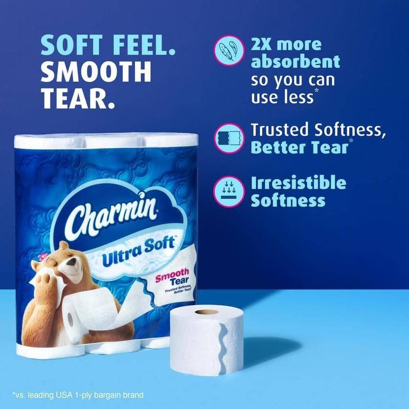 Ultra Soft Smooth Tear Toilet Paper Mega Plus Rolls 12 Count Treated for Softness and Better Tear Experience