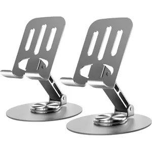 Cell Phone Stand, 2PCS Multi-Angel Adjustable 360° Rotation Non-Slip Metal Phone Stand Compatible with iPone Android Smartphone and Tablet, Phone Holder
